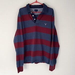 90s vintage GANT striped cotton collared rugby shirt polo unisex mens large 2XL